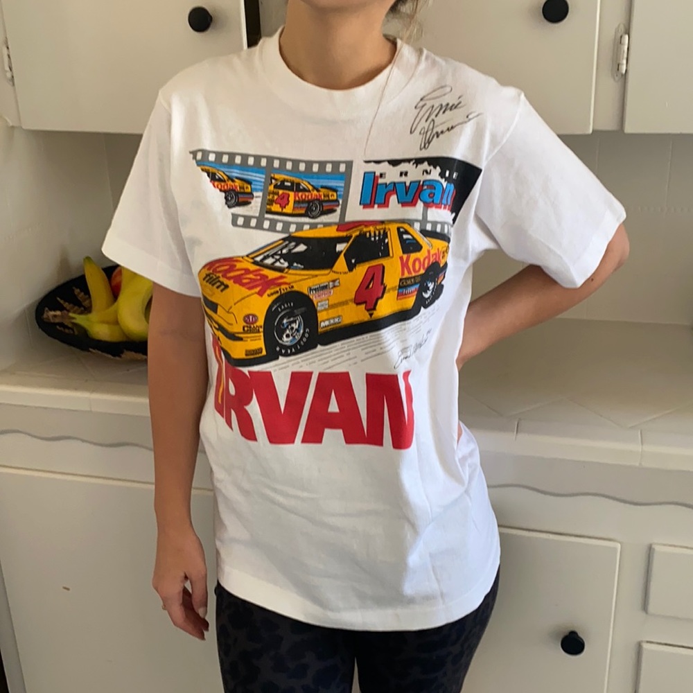 Signed Irvan Kodak Race Car Tee shirt